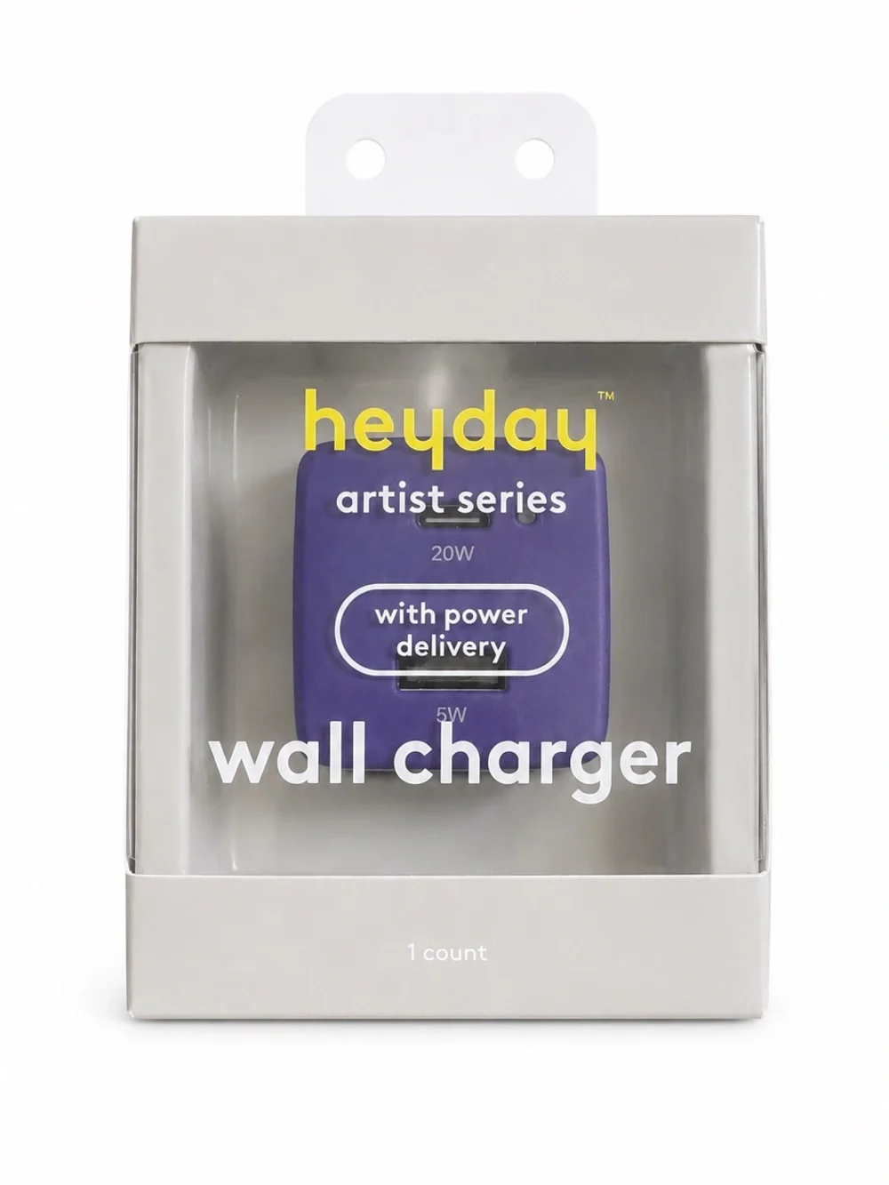 Heyday Artist Series 20W USB C Wall Charger with Power Delivery Purple New